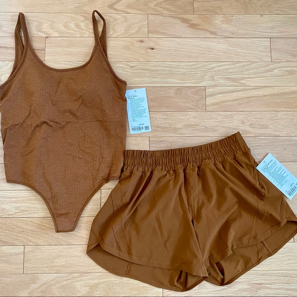 lululemon athletica Other - Ebb to street bodysuit + track that short set